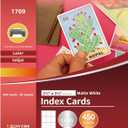 Printable Rectangle Index Cards 2.5" x 3.5", Matte White Cardstock for Laser & Inkjet Printers 450 Blank Card Total, Easy Tear Perforation, Custom Flashcards, Trading Cards, and Study Notes