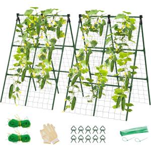 2 Pack Cucumber Trellis, 34"48" Garden Trellis for Climbing Plants Outdoor, A-Frame Vegetable Trellis for Raised Bed, Support for Tomatoes, Squash, Zucchini, Vegetables & Flowers