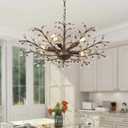 5-Light Branches Chandeliers, Vintage Crystal Ceiling Lights Flush Mount, Crystal Pendant Lighting for Island Dining Room Living Room Bedroom Hallway Foye