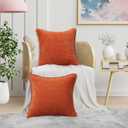 decorUhome Chenille Soft Cozy Throw Pillow Covers 18x18 Set of 2, Modern Farmhouse Boho Velvet Decorative Pillow Cases with Stitched Edge for Couch Sofa Bed Home Decor, Rust