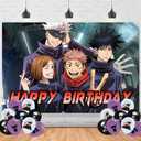 Anime Satoru Birthday Party Backdrop, Birthday Party Decoration,Themed Happy Birthday Banner Shoot Photo Backgrounds Props for Boys and Girls Party 5x3ft