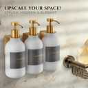 Shower Shampoo Dispenser Wall Mounted 3 Refillable 16.9 oz White Bottles with Stainless Steel Pumps & No-Drill Adhesive Holders Soap Dispenser Set for Bathroom (3 X White/Gold)