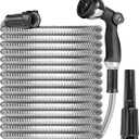 Metal Garden Hose Water Hose 100ft Heavy Duty Stainless Steel Water Pipe with Sprayer & Nozzle Flexible Lightweight Hose No Kink Pet Proof Hose for Yard, Outdoors, Rv