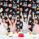 Funny 6 7 Meme Birthday Party Supplies 2 Pack Donut Theme Decorations 3.3x6.6ft Tinsel Foil Fringe Curtains Black Backdrop Streamers Ice Cream Six Seven Photo Decor for Kids
