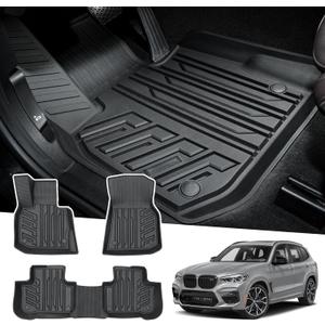 Powerty Floor Mats for 2018-2024 BMW X3 / 2019-2024 BMW X4, Custom Fit for X3 X4 Accessories, 3D TPE All Weather Car Mats Heavy-Duty Floor Liners (Fit All Models)