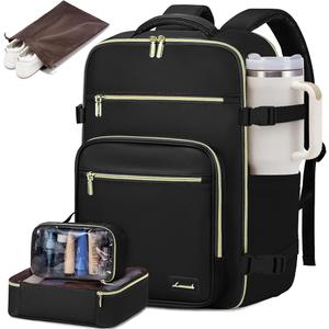 LOVEVOOK Travel Backpack For Women,40L Carry On Backpack Flight Approved,TSA Personal Item Travel Bag Fits 17 Inch Laptop,Business Weekender Overnight Daypack with Toiletry Bag and Cube,Black