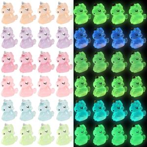 CCINEE 48pcs Luminous Mini Unicorn Miniature Figures Glow in The Dark Resin Unicorn Figures Micro Fairy Ornaments Tiny Unicorns Miniature for Bag Cake Topper Birthday Party Favors