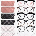 6 Pack Fashion Reading Glasses for Women Men Blue Light Blocking Oversized Square Readers with Spring Hinge +1.75