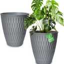 13 Inch Large Plant Pot, 2Pack Big Planter, Matte Grey Durable Lightweight Flower Pot Garden Containers for Indoor and Outdoor Plants, Porch, Patio, Backyard, Room & Office Dcor