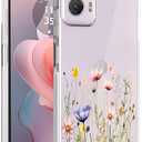 Design for Moto G Power 2024 Case: Clear with Design Soft TPU Four Corners Against Falls Shock Absorption Slim Embossed Pattern Protective Back CoverWildflowers 01 (Blooms 18)