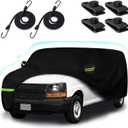 Car Cover for 2003-2026 Chevrolet Express Van/GMC Savana Cargo Van 1500/2500/3500 Regular SWB, Waterproof 210T Sun Rain UV Dust Snow Protection Car Cover with Zipper Door & Windproof Straps