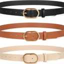XZQTIVE 3 Pack Plus Size Women's Leather Belts for Jeans Pants Dress Fashion Gold Buckle Ladies Waist Belt (XXX-Large: fits waist from 53"-57")
