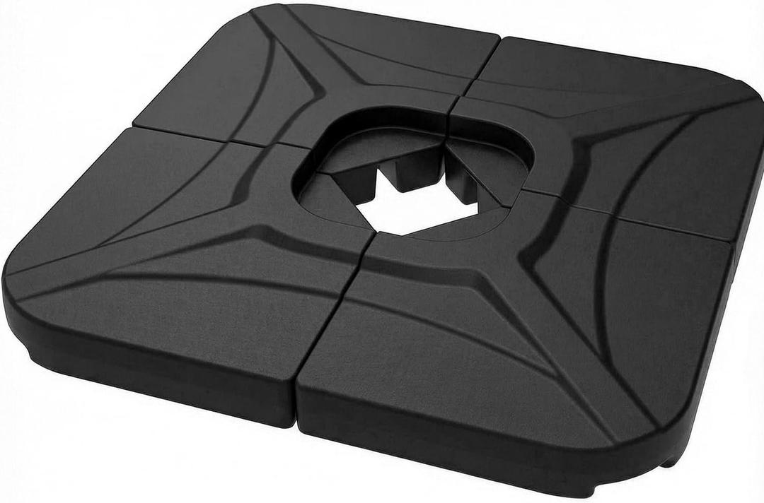Wikiwiki 230 Lbs Cantilever Offset Patio Umbrella Base, 4 PCS Weighted Umbrella Base for Outdoor Patio with Fill Spouts for Water or Sand, Square Compact Stand Plate Set, Black