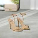 DREAM PAIRS Womens High Stilettos Open Square Toe Ankle Strap Heels Sexy Comfort Strappy Dress Shoes Wedding Bridal Pumps Sandals (7, Nude)