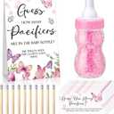 Roowest 512 Pcs Baby Shower Games Guess How Many Pacifiers Sign 100 Small Guessing Games 10 HB Pencils 750ml Milk Bottle 400 Acrylic Pacifiers Decoration for Guest Gender Reveal(Pink,Butterfly)