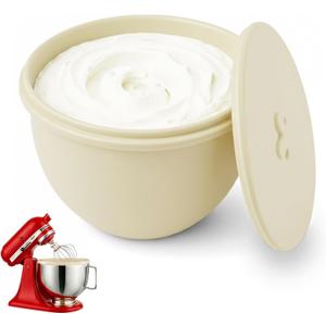 Silicone Bowl Liners for Kitchenaid Mixer 5-Qt Tilt-Head Mixer, Fits 5 Quart Mixing Bowl with Lid and 3 Air Release Models, Thickened, Non-Stick, Easy Clean & Versatile(Beige)