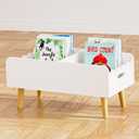 GRANTLEY Montessori Kids Bookshelf for Toddler - Wooden Book Shelf with Toy Storage for Kids Rooms, Floor Book Case for Nursery with DividersWhite