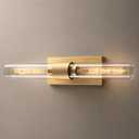 Gold Wall Sconces Set of Two - Hardwired Brass Light Fixture， Bulb Included | Luxury Tube Glass Sconce - Vertical or Horizontal Mount Dimmable Light Fixture for Bathroom Living Room Bedroom Entry Porch, 2 Pack