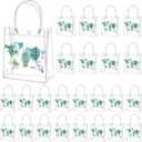 Teenyyou 24 Pcs World Map Party Favor Bags Adventure PVC Gift Bags with Handles Blue Plastic Candy Treat Tote Gift for Birthday Party Supplies(World Map)