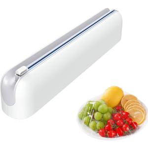Aluminum Foil & Plastic Wrap Dispenser with Cutter - Easy One-Hand Operation, Space-Saving Kitchen Organizer for Worktops & Cabinets, Magnetic Cling Film Dispenser - Fits 12" Rolls, Gray, 14.70*2.90*2.40 IN