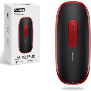Canslab CORE Electric Can Opener_Single Touch Automatic Opener for Seniors with Arthritis, Auto Shut-off, Cordless Battery Powered, Side Cut, Smooth Edge, Handsfree for Small or Large Cans, Black+Red