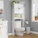 RRX Over The Toilet Storage Cabinet,Bathroom Above Toilet Cabinets Organizer, 24.8" L x 9.1 "W x 65.7 "H Free Standing Toilet Rack with Adjustable Shelf and Open Storage,Double Doors(Pure White)