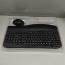 Wireless Keyboard and Mouse Combo, Wave Keys Full-Sized Ergonomic Keyboard with Cushioned Plam Rest, Phone Holder, Comfortable Natural Typing, 2.4G Cordless Set for Computer, Laptop, PC, Mac, Windows