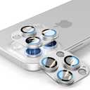 2 x for iPhone 14/15/16 Pro & Pro Max Camera Lens Protector [2 Pack], Tempered Glass with Metal Alloy Frame, for iphone 16 pro max lens protector, HD Clear Photography, White