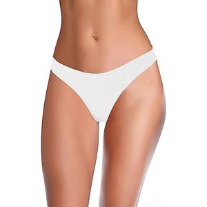 SHEKINI Women's Bikini Bottom Black Brazilian Swim Bottoms Low Waist Ruched Back Swimsuit Bottom, L