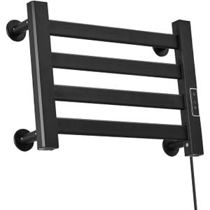 Towel Warmer Rack, Heated Towel Rack for Bathroom,Wall-Mounted Plug (Not Hardwired), Aluminum Alloy, with Timer and Temperature Adjustment, Overheat Protection Function(Small Black)