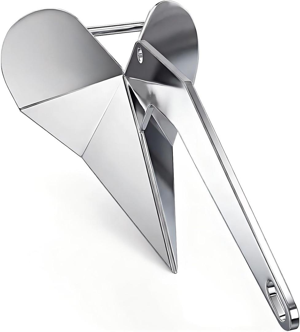 CORDUN Delta Anchor 316 Stainless Steel Mirror Polished Boat Anchor for Pontoon/Yacht/Sailboat/Fishing Boat Triangular Wing Style Plow Anchor 16lb/7KG for Boats Up to 35 FT