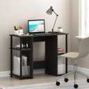 Furinno Jaya 38.4-Inch Wide Desk with Open Side Shelves, Black Espresso