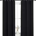 NICETOWN Blackout Draperies Window Curtain Panels, Autumn/Winter Thermal Insulated Solid Grommet Blackout Curtains/Drapes for Cafe (Set of 2, 34 inches by 54 inches, Black)