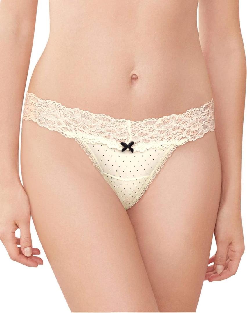 5 x Maidenform Women's Dream with Lace Thong Panty (Beige, M)