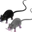 LUOEM 2pcs Lifelike Fake Mouse Realistic Mice Toy Spooky Rat Toy Halloween Prank Creepy Halloween Party April Fool's Day Decorations M (Black, Gray)