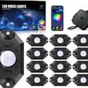 MICTUNING 2nd-Gen CM RGB Rock Lights - 12 Pods Waterproof Multicolor Neon Underglow Kit with Bluetooth App Control & Music Mode for Trucks Pickup UTV SUV ATV 