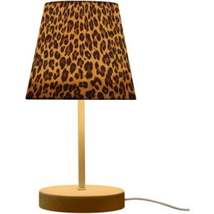 Animal Leopard Print 3 Colors Dimmable LED Table Lamp with USB Port,10.8" Linen Shade Bedside Nightstand Decor Night Light for Home Living Room Desk Cafe