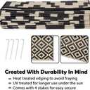 SAND MINE Waterproof Outdoor Rug 9x18 ft, Plastic Reversible Rug, Modern Area Rug, Large Floor Mat for Outdoors, RV, Patio, Backyard, Deck, Picnic, Beach, Camping, Black & Beige
