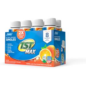 Camco TST MAX RV Toilet Treatment - Formaldehyde Free - Breaks Down Waste And Tissue - Septic Tank Safe - Treats up to 8-40 Gallon Holding Tanks -Orange Scent, (8) 4 oz Bottles (41191)