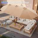 SUPERJARE 15FT Outdoor Patio Umbrella with Base Included, Double Sided Pool Umbrellas with Fade Resistant Canopy, Extra-Large Table Umbrella for Deck, Market, Backyard, Beige
