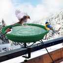 Lovppy Heated Bird Bath for Deck Railing, 100W Thermostatically Controlled Heated Bird Baths for Outdoors Bird Bath Heater, Heated Birdbath for Outside Winter Garden Patio Yard(Green)