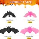 Liliful 50 Pcs 2 Size Halloween Hanging Bats Decorations Creepy Flying Rubber Bats Decor Realistic Figurine for Halloween Indoor Outdoor Party Supplies Prank Toy Haunted Decoration (Pink Black)