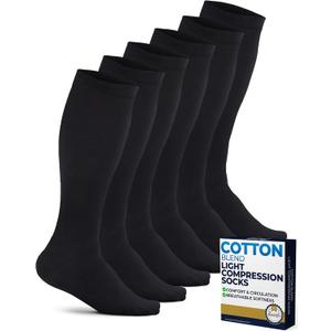 Pembrook Cotton Light Compression Socks for Women & Men - 3 Pairs | 8-15 mmHg Comfort Compression Socks for Men & Women, L