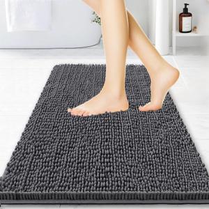 BOANKODU Bathroom Rugs 36x24, Extra Soft Absorbent Chenille Bath Rugs, PVC Backing Quick Dry, Machine Washable Bath Mats for Bathroom Floor, Tub and Shower, Home Decor Accessories,Dark Grey