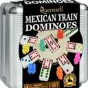 Queensell Mexican Train Dominoes Set with Wooden Hub, Domino Tile Board Games  Double 12 Dominos Set for Family Game Night for Adults and Kids Ages 8 and up (Double 12)