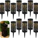 VIHOSE 12 Pcs Solar Pathway Lights Waterproof Solar Powered Outdoor Lights 11.4 Inch Outdoor Lamp Decorations for Garden Yard Patio Walkway Driveway Outside, Warm Color