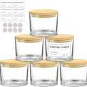 SUPMIND 16oz Candle Jars 5 Pack - 3 Wick Large Empty Clear Glass Candle Making Vessels with Bamboo Lids, with Stickers and Labels, Bulk Candle Jars for Making Candles Containers - Dishwasher Safe