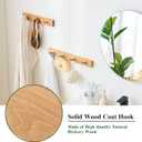Hickory Wood Coat Rack Wall Mount 12 inches, Wooden Coat Hooks with 3 Hooks Coat Hanger for Hanging Hat Jacket Purse, Wall Hooks for Entryway, Bathroom, Bedroom, Natural