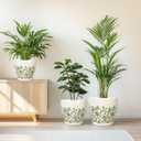 MPotTo Ceramic Flower Pots Indoor - 10+8+6 Inch Ceramic Planters for Outdoor Plants, Boho Round Planter Pots with Drainage Holes and Saucers, Plant Lover Gifts, Patio Decor, Set of 3, White
