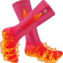 SVPRO Heated Socks for Men Women,Rechargeable Electric Socks Battery Operated Winter Warm Socks with 3 Heat Settings, Heated Thermal Socks for Hiking Camping Skiing Fishing Hunting Mountaineering (Medium, Pink)
